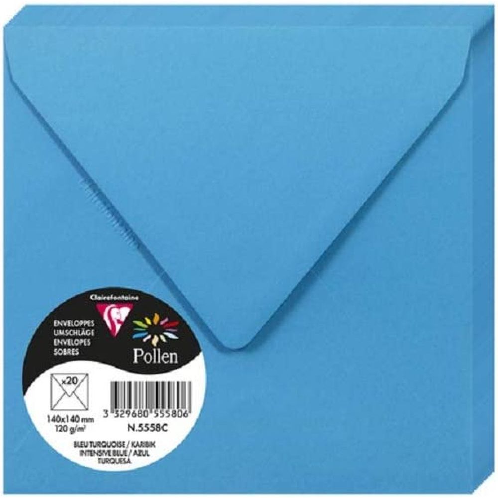 Enveloppe Bleue Carrée 15X15 Cm, Haute Qualité