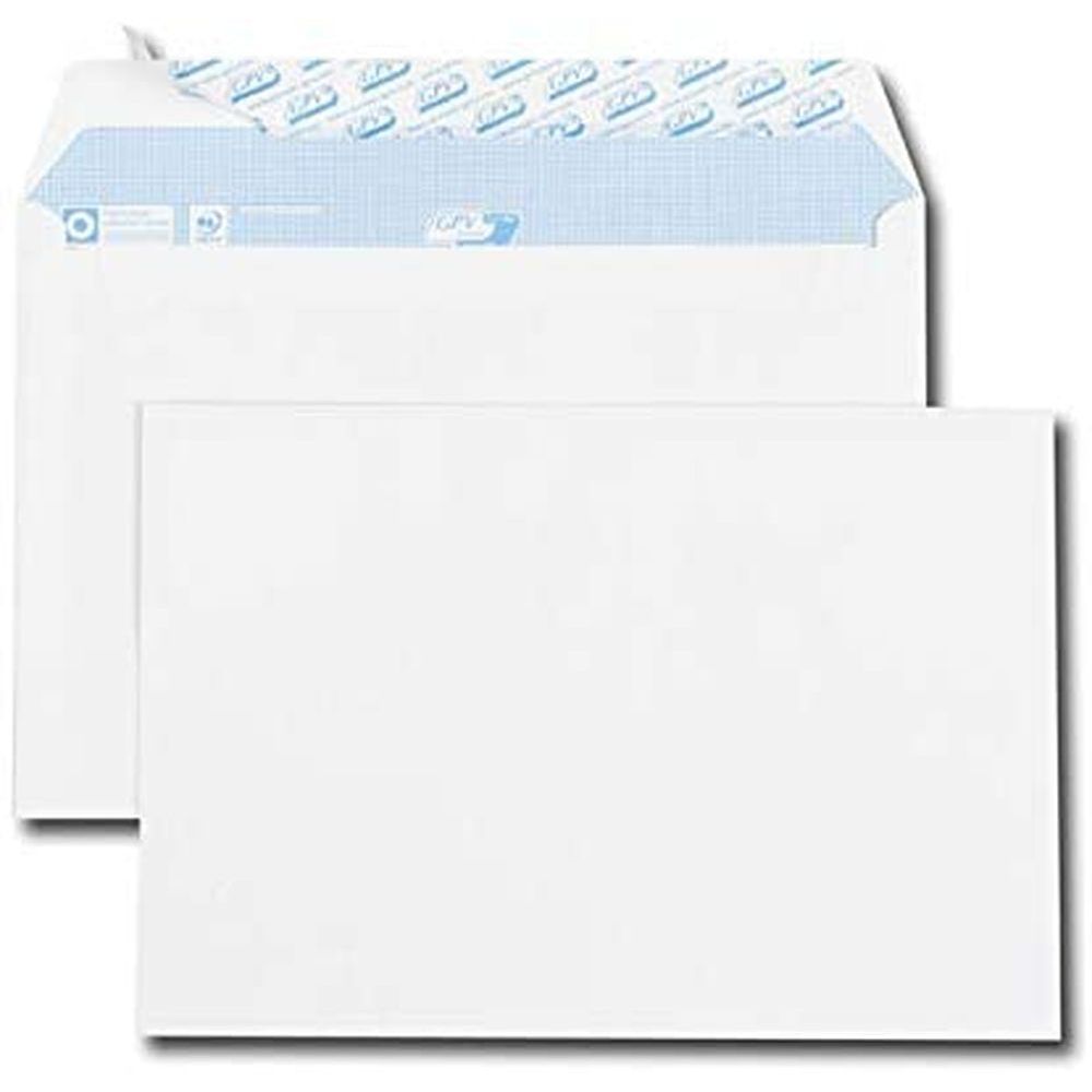 Purely Everyday 90 g/m ² Format C5 229 mm x 162 mm, poche fenêtre et Patte autocollante Lot de 500 enveloppes Blanc