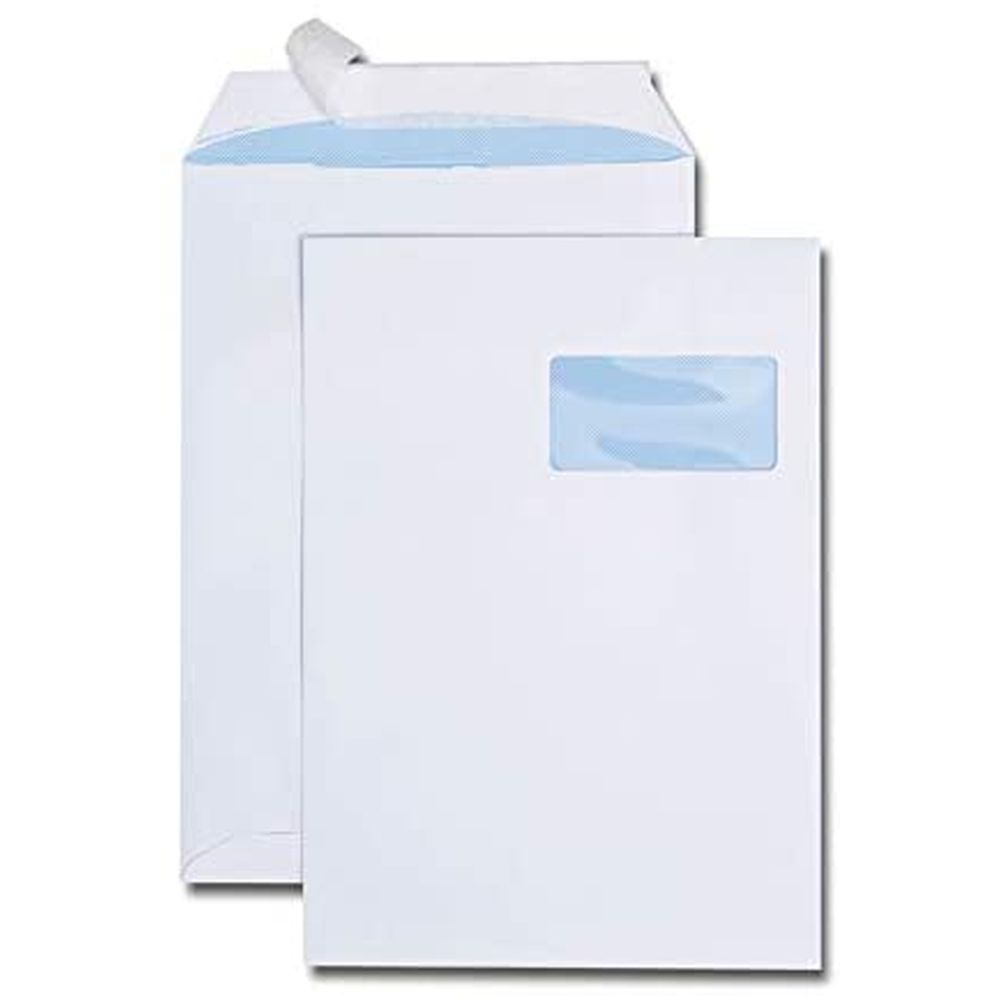 Pochette papier vélin blanc autocollante sans fenêtre ecologique