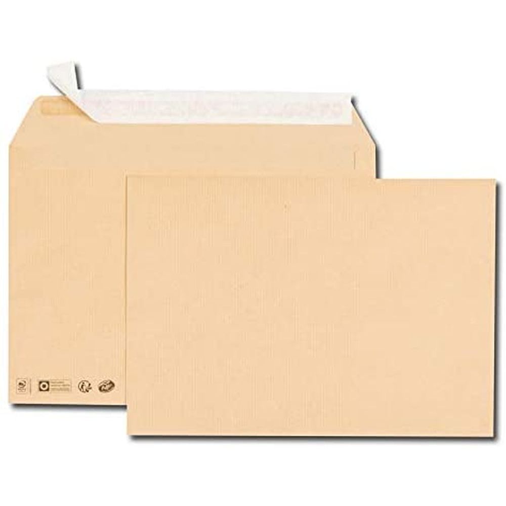 Purely Lot de 125 enveloppes à patte autocollante et dos cartonné Papier kraft Format C4 324 x 229 mm 