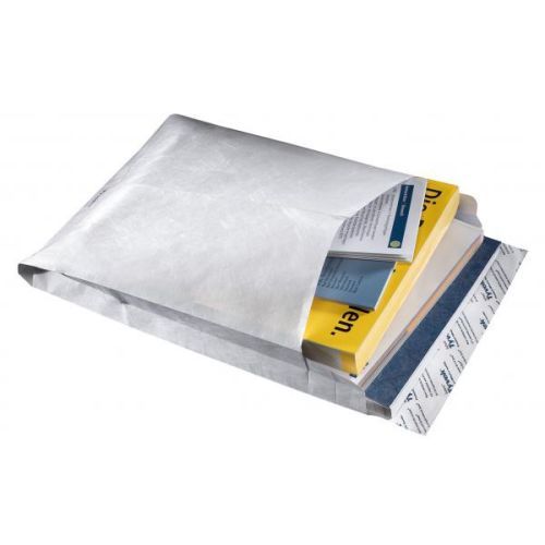 Enveloppe Tyvek blanc - format B4a (250x330 mm) - 55g/m² - soufflet 38 mm - avec bande auto-adhésive - Paquet de 100