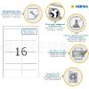 Herma Étiquettes repositionnables - 1600 étiquettes - 88.9 x 33.8 mm - 16 étiquettes par feuille A4