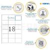 Herma Étiquettes repositionnables - 1800 étiquettes - 63.5 x 46.6 mm - 18 étiquettes par feuille A4