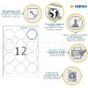 Herma Étiquettes repositionnables rondes - 1200 étiquettes - diamètre 60 mm - 12 étiquettes par feuille A4