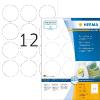 Herma Étiquettes repositionnables Rondes- 1200 étiquettes - Diamètre 60 mm - 12 étiquettes imprimables par feuille A4 - Personnalisables et imprimables - Impression laser / Jet d'encre