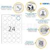 Herma Étiquettes repositionnables rondes - 2400 étiquettes - diamètre 40 mm - 24 étiquettes par feuille A4