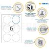 Herma Étiquettes repositionnables rondes - 600 étiquettes - diamètre 85 mm - 6 étiquettes par feuille A4