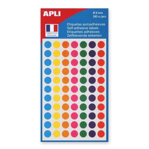 Agipa 100624 – Sachet de 385 gommettes rondes – Diamètre 8mm – Couleurs assorties (bleu, jaune, orange, rose, vert, violet, rouge)
