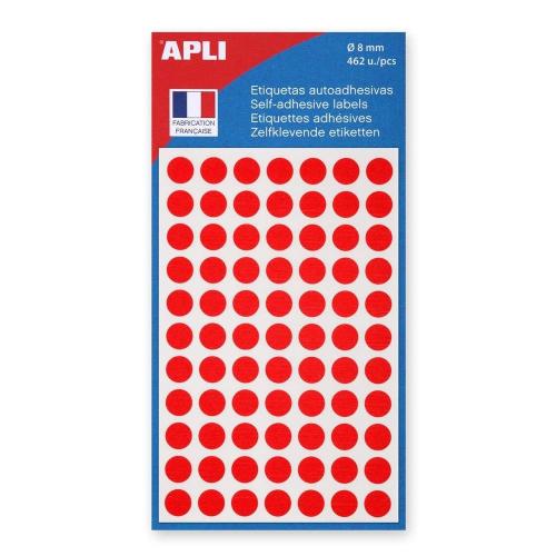 Apli-Agipa 111833 – Sachet de 462 gommettes rondes – Diamètre 8mm – Couleur Rouge