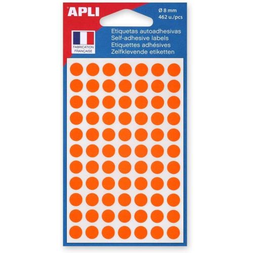 Apli-Agipa 111835 – Sachet de 462 gommettes rondes – Diamètre 8mm – Couleur Orange
