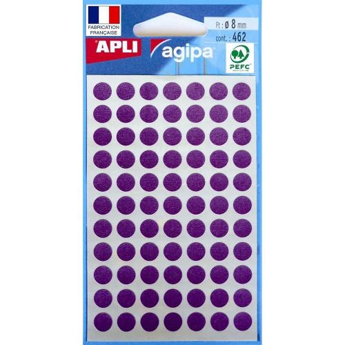 Apli-Agipa 111836 – Sachet de 462 gommettes rondes – Diamètre 8mm – Couleur Violet
