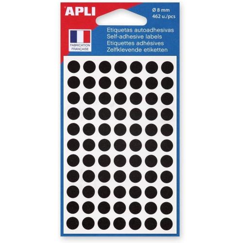Apli-Agipa 111837 – Sachet de 462 gommettes rondes – Diamètre 8mm – Couleur Noir