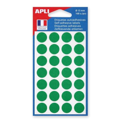 Apli-Agipa 111841 – Sachet de 168 gommettes rondes – Diamètre 15mm – Couleur Vert