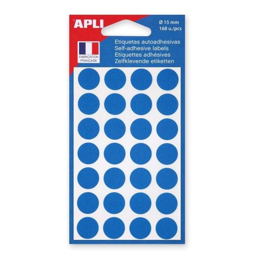 Apli-Agipa 111842  – Sachet de 168 gommettes rondes – Diamètre 15mm – Couleur Bleu