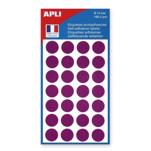 Apli-Agipa 111846 – Sachet de 168 gommettes rondes – Diamètre 15mm – Couleur Violet