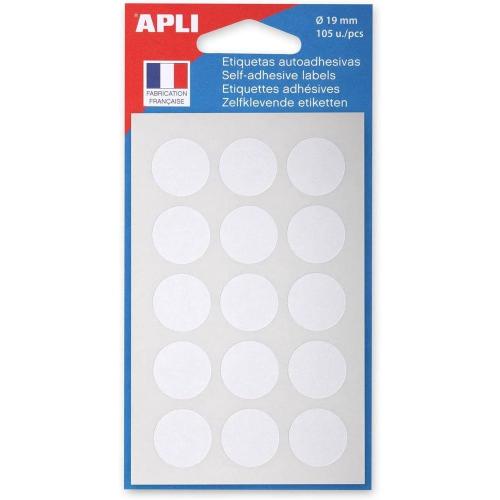 Apli-Agipa 111941 – Sachet de 105 gommettes rondes – Diamètre 19mm – Couleur Blanc