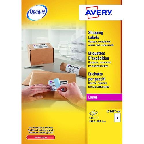 Avery L7165-100 – Boite de 800 étiquettes autocollantes (8 par feuille A4) – Format 67,7X99,1 mm – Impression laser – Blanc