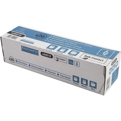EXACOMPTA 40951E Bobine thermique pour caisse/TPE Safecontact, 57 mm x 18 m, gris-bleu, sans substances chimiques, 100% écologique, résistant à la lumière et à l'humidité, papier de 52 g/m²