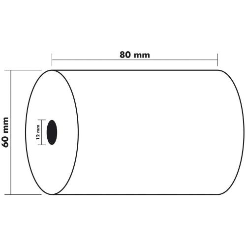 EXACOMPTA Bobine thermique pour balance, 80 mm x 44 m, 1 pli, mandrin: 12 mm, diamètre total: 60 mm, papier 55 g/m2, certifié FSC, imprimé au verso, sans phénol, longue durée de vie.