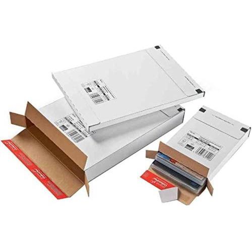 ColomPac Carton type lettre max, pour marchandises, blanc, avec double fermeture autocollante, livré à plat, montage facile, facilement imprimable, certifié FSC