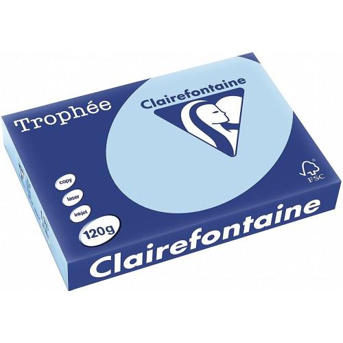 Clairefontaine 1213C - Ramette Papier A4 120g Trophée Bleu vif - 250 feuilles au format A4 (21x29,7cm)