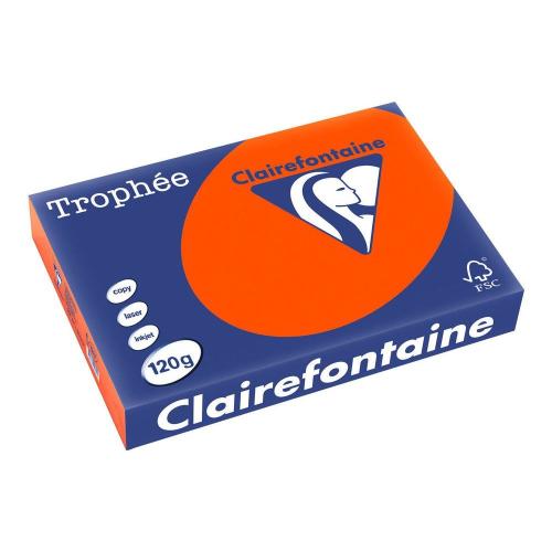 Clairefontaine 1217C - Ramette Papier A4 120g Trophée Rouge cardinal - 250 feuilles au format A4 (21x29,7cm)