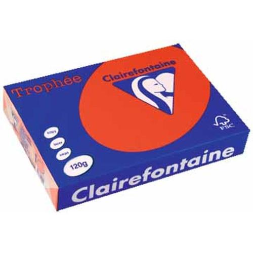 Clairefontaine 1227C - Ramette Papier A4 120g Trophée Rouge corail - 250 feuilles au format A4 (21x29,7cm)