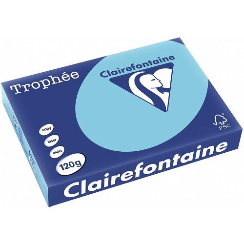 Clairefontaine 1282C - Ramette Papier A4 120g Trophée Bleu alizé - 250 feuilles au format A4 (21x29,7cm)