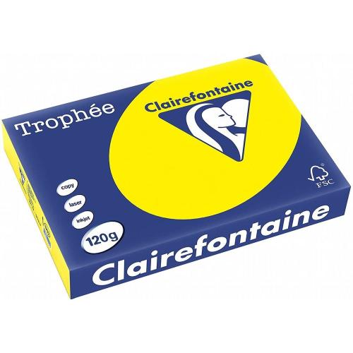 Clairefontaine 1292C - Ramette Papier A4 120g Trophée jaune soleil - 250 feuilles au format A4 (21x29,7cm)