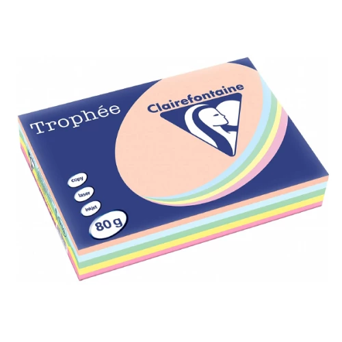 Clairefontaine 1703C - Ramette Papier A4 80g Trophée assortis - 500 feuilles au format A4 (21x29,7cm)