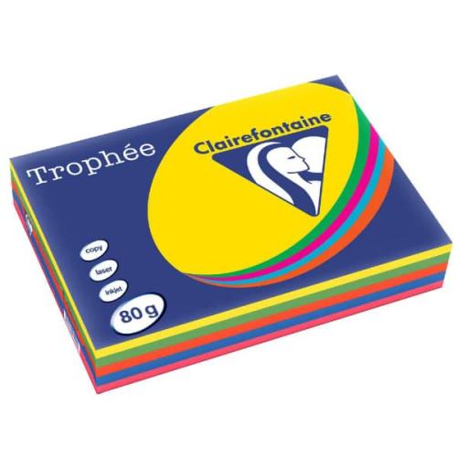 Clairefontaine 1704C - Ramette Papier A4 80g Trophée assortis - 500 feuilles au format A4 (21x29,7cm)