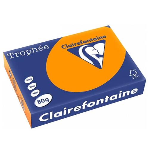 Clairefontaine 1761C - Ramette Papier A4 80g Trophée Orange Vif - 500 feuilles au format A4 (21x29,7cm)