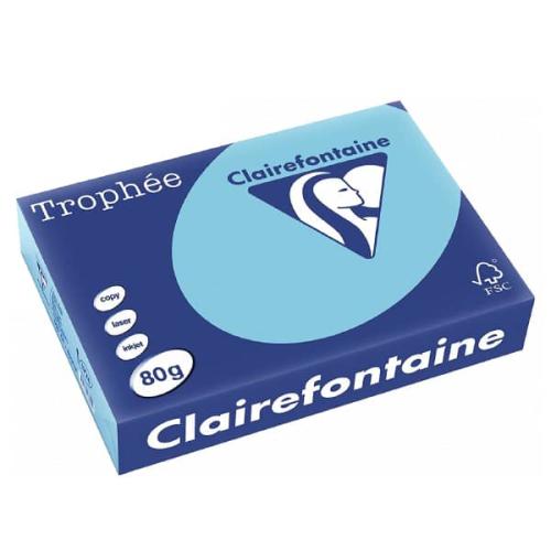 Clairefontaine 1774C - Ramette Papier A4 80g Trophée Bleu Alizé - 500 feuilles au format A4 (21x29,7cm)