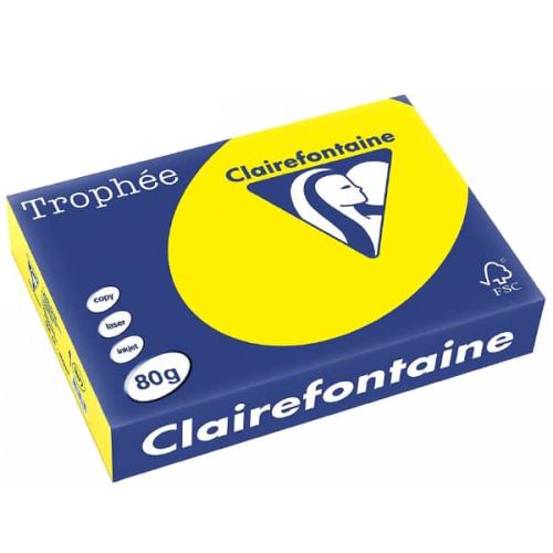 Clairefontaine 1877C - Ramette Papier A4 80g Trophée Jaune Soleil - 500 feuilles au format A4 (21x29,7cm)
