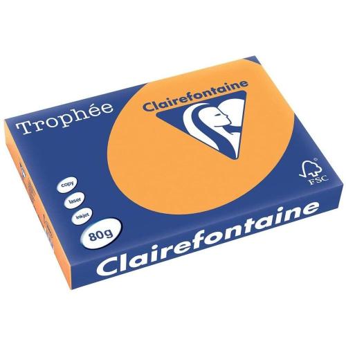 Clairefontaine Trophée - Papier Couleur - A3 (297 x 420 mm) - 80 g/m² - 500 feuilles - Clémentine
