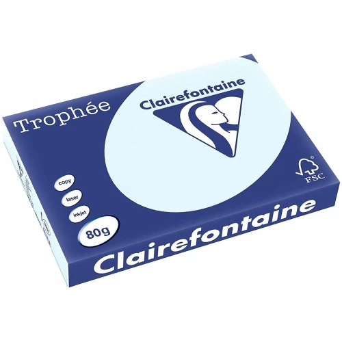Clairefontaine Trophée - Papier Couleur - A3 (297 x 420 mm) - 80 g/m² - 500 feuilles - Bleu Pastel