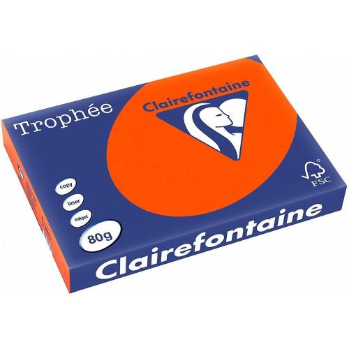 Clairefontaine Trophée - Papier Couleur - A3 (297 x 420 mm) - 80 g/m² - 500 feuilles - Rouge Cardinal