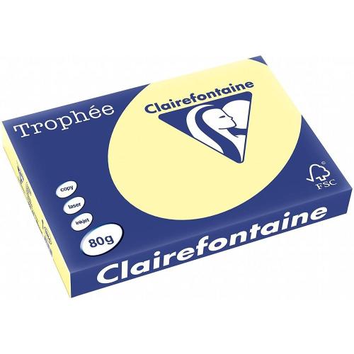 Clairefontaine Trophée - Papier Couleur - A3 (297 x 420 mm) - 80 g/m² - 500 feuilles - Jaune canari