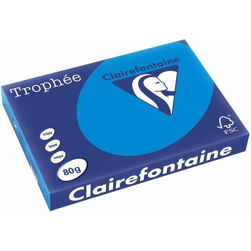 Clairefontaine Trophée - Papier Couleur - A3 (297 x 420 mm) - 80 g/m² - 500 feuilles - Bleu turquoise