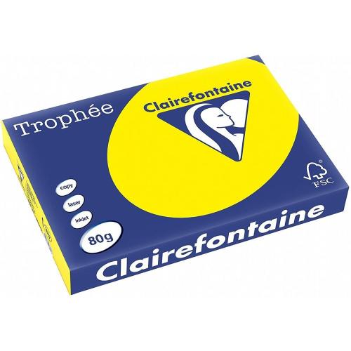Clairefontaine Trophée - Papier Couleur - A3 (297 x 420 mm) - 80 g/m² - 500 feuilles - Jaune soleil