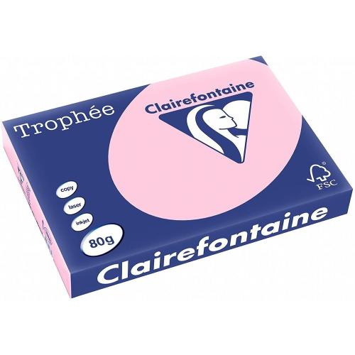 Clairefontaine Trophée - Papier Couleur - A3 (297 x 420 mm) - 80 g/m² - 500 feuilles - Rose