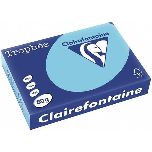 Clairefontaine Trophée - Papier Couleur - A3 (297 x 420 mm) - 80 g/m² - 500 feuilles - Bleu alizé