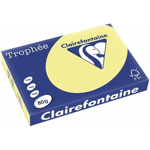Clairefontaine Trophée - Papier Couleur - A3 (297 x 420 mm) - 80 g/m² - 500 feuilles - Jonquille