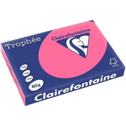 Clairefontaine Trophée - Papier Couleur - A3 (297 x 420 mm) - 80 g/m² - 500 feuilles - Rose fuchsia