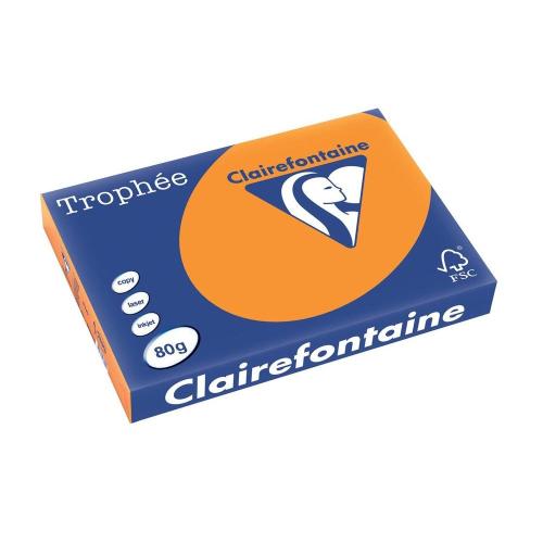 Clairefontaine 2880C - Ramette Papier A3 80g Trophée Orange Fluo - 500 feuilles au format A3 (29,7x42cm)