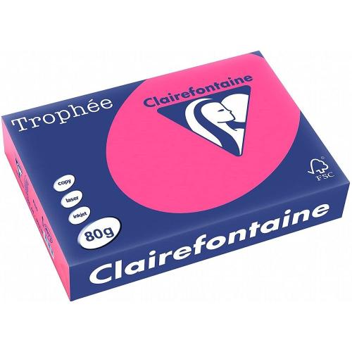 Clairefontaine 2973C - Ramette Papier A4 80g Trophée Rose Fluo - 500 feuilles au format A4 (21x29,7cm)