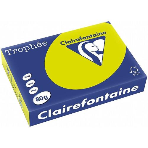 Clairefontaine 2975C - Ramette Papier A4 80g Trophée Vert Fluo - 500 feuilles au format A4 (21x29,7cm)