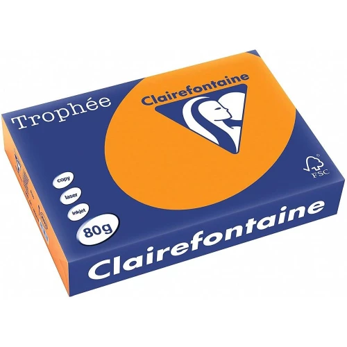Clairefontaine 2978C - Ramette Papier A4 80g Trophée Orange Fluo - 500 feuilles au format A4 (21x29,7cm)
