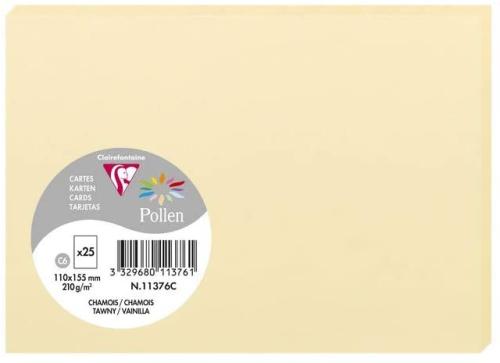 Clairefontaine 11376C – Paquet de 25 cartes Pollen de couleur Chamois format C6 110x155 mm 210g