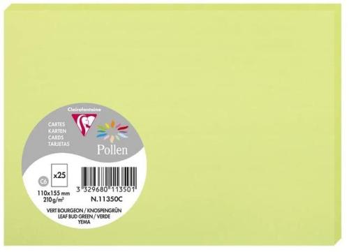 Clairefontaine 11350C – Paquet de 25 cartes Pollen de couleur Vert Bourgeon format C6 110x155 mm 210g